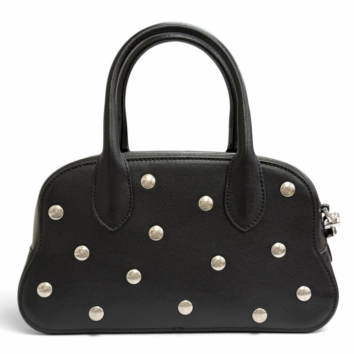 Excellent BALLY Shoulder Bag Unda Satchel Dot Pattern 2-Way Handbag black