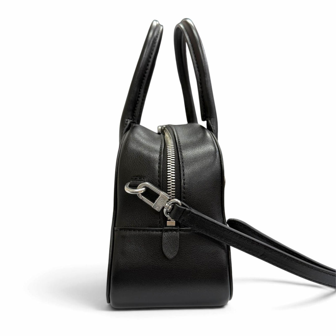 Excellent BALLY Shoulder Bag Unda Satchel Dot Pattern 2-Way Handbag black