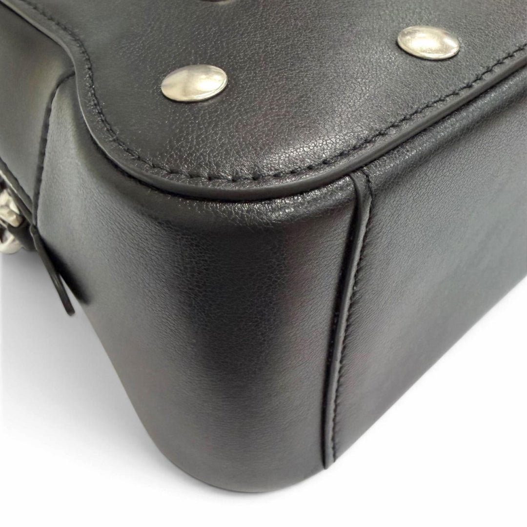 Excellent BALLY Shoulder Bag Unda Satchel Dot Pattern 2-Way Handbag black