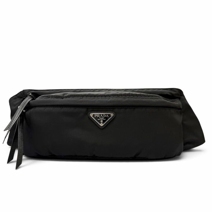 Very Good PRADA Sling bag triangle logo triangle plate black Nylon mens 1BL011