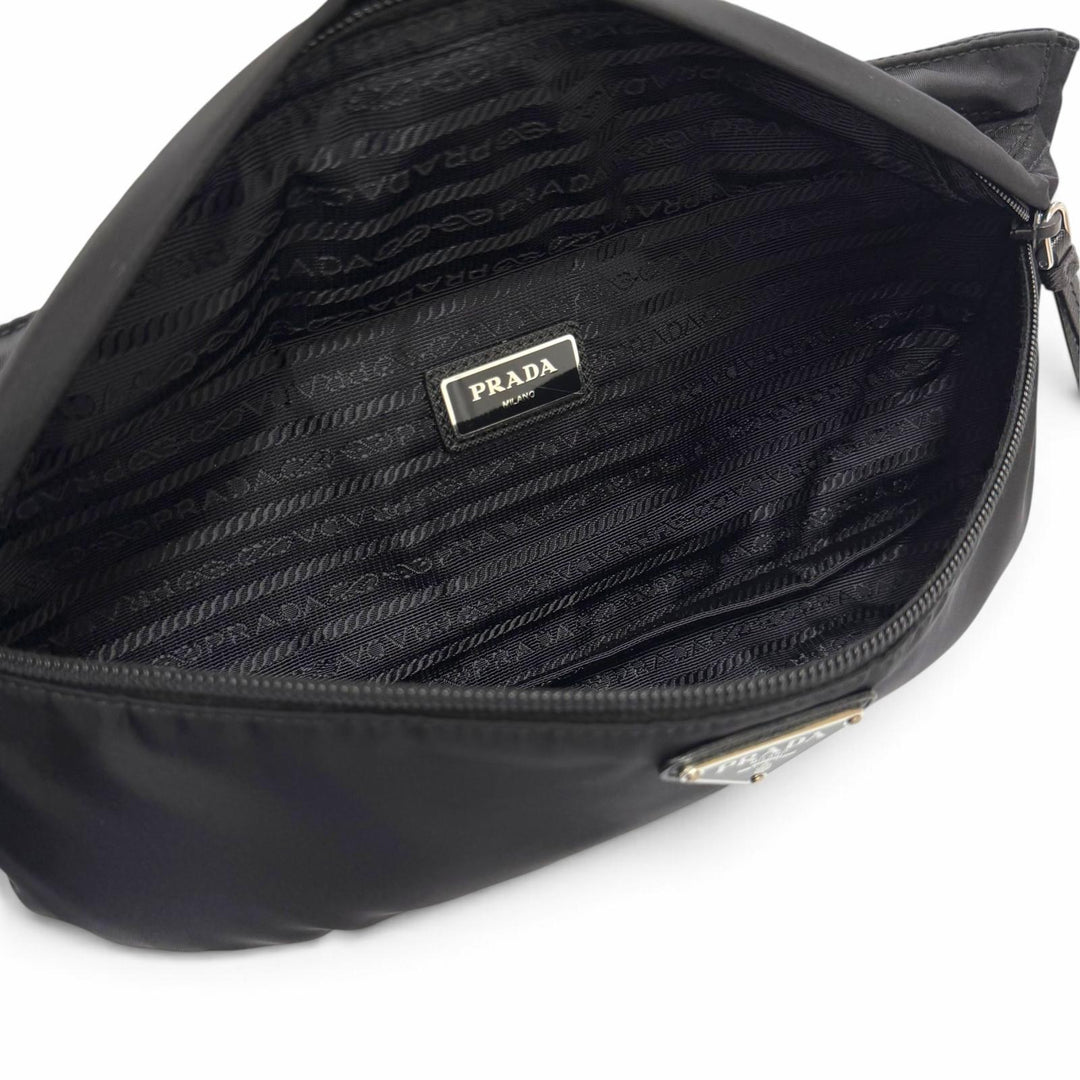 Very Good PRADA Sling bag triangle logo triangle plate black Nylon mens 1BL011
