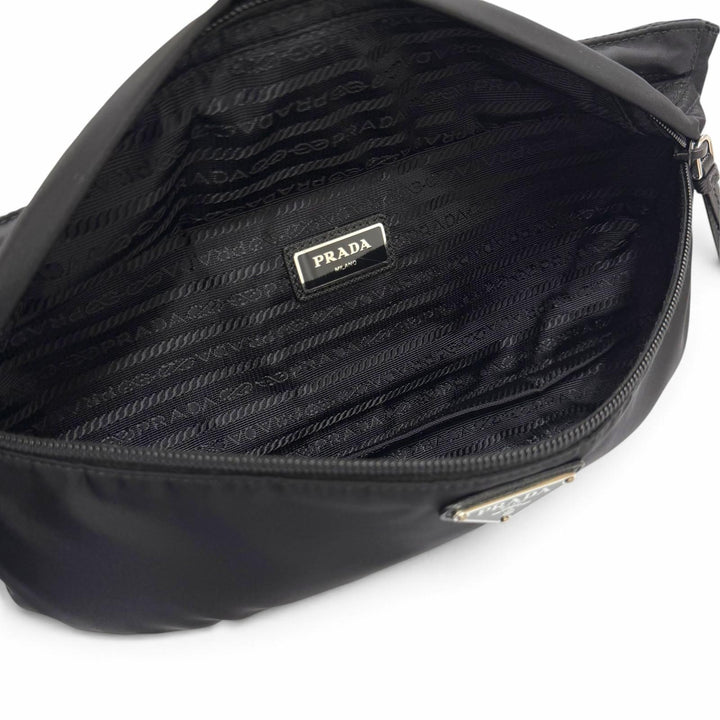 Very Good PRADA Sling bag triangle logo triangle plate black Nylon mens 1BL011