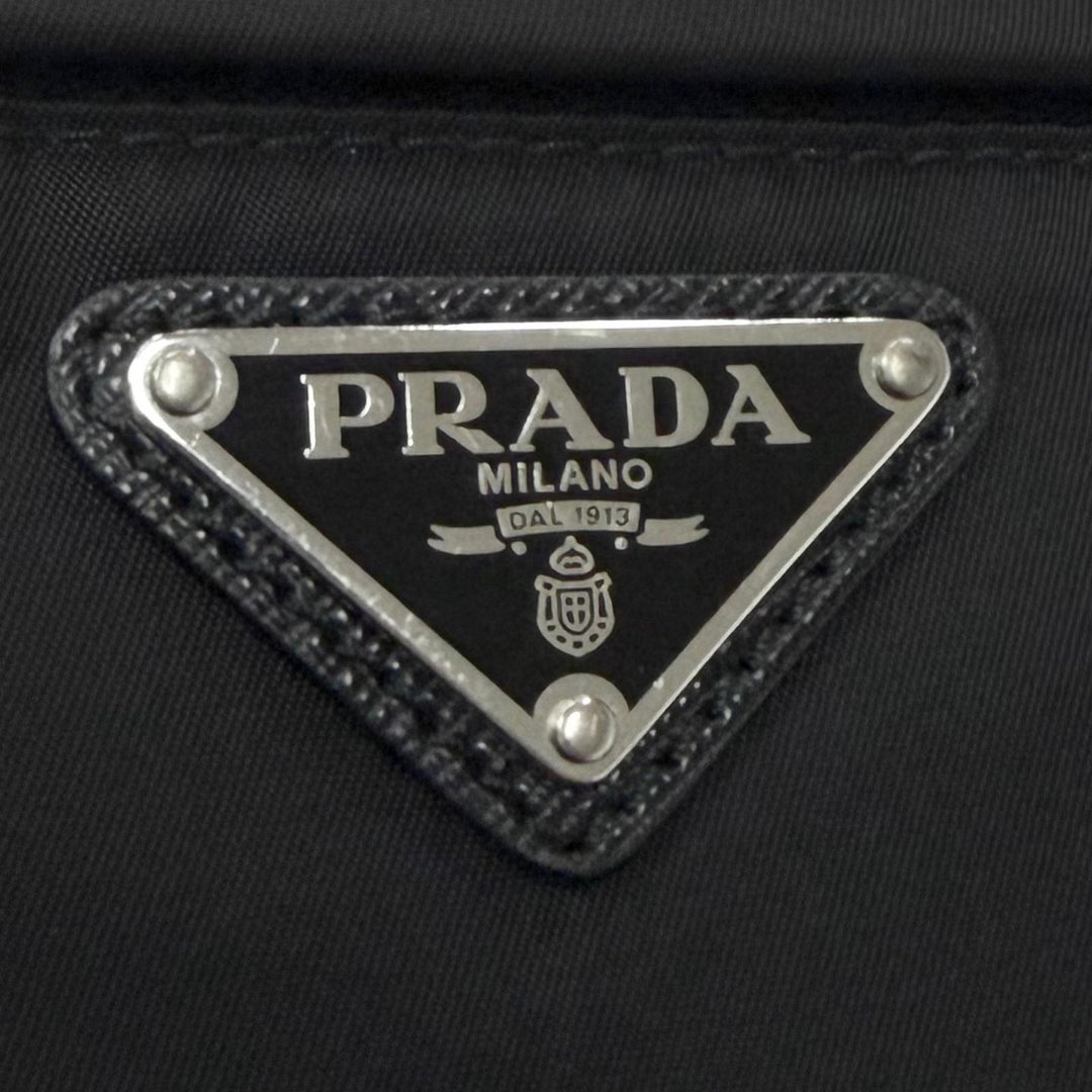 Very Good PRADA Sling bag triangle logo triangle plate black Nylon mens 1BL011