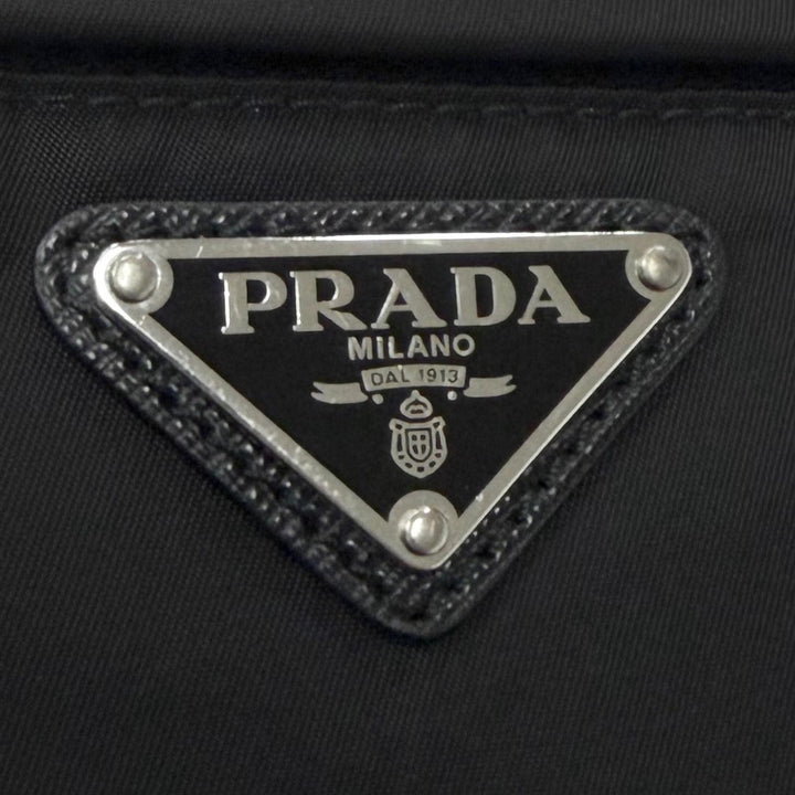 Very Good PRADA Sling bag triangle logo triangle plate black Nylon mens 1BL011