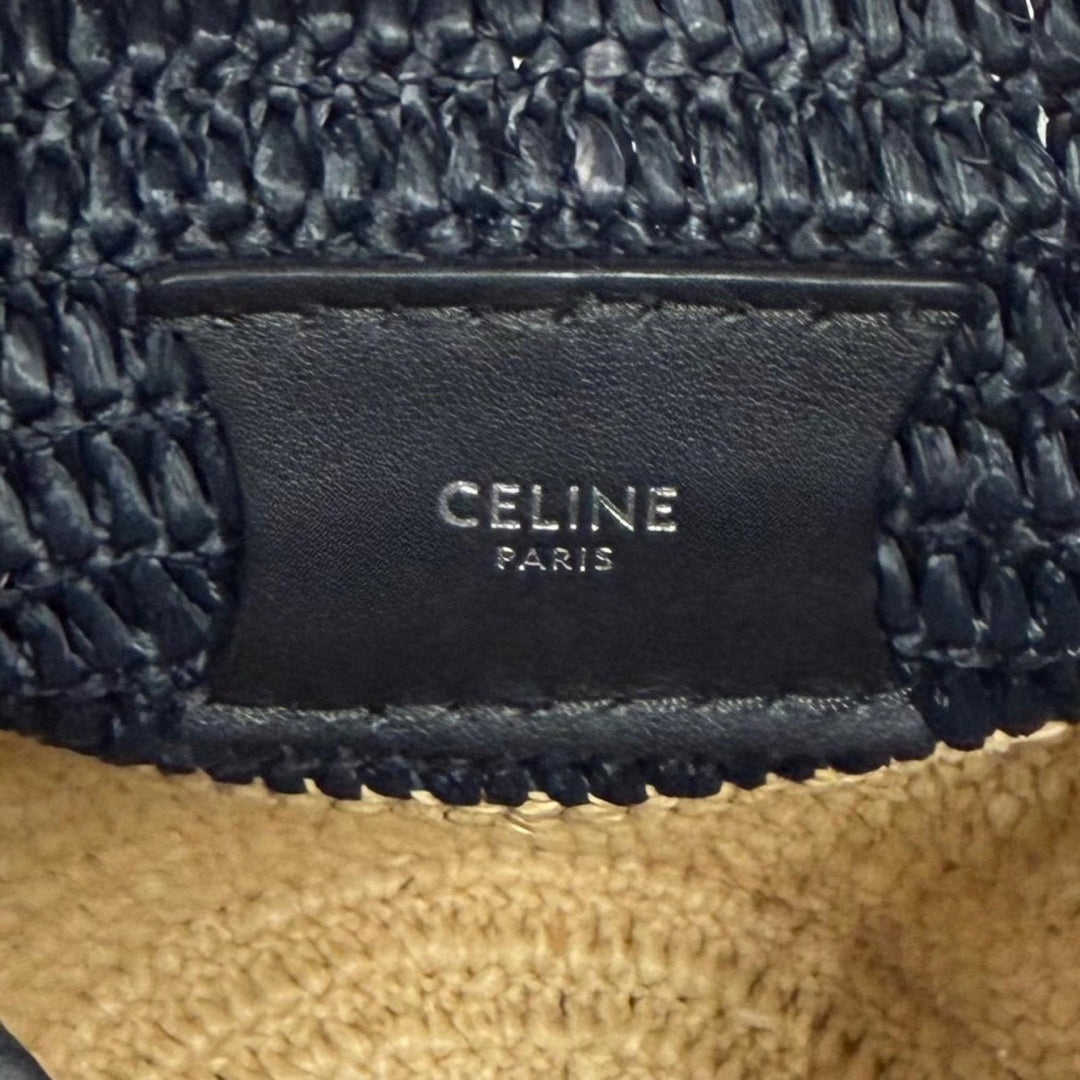 Great CELINE Shoulder Bag Big bag Nano bucket 2WAY natural Raffia Women 18724