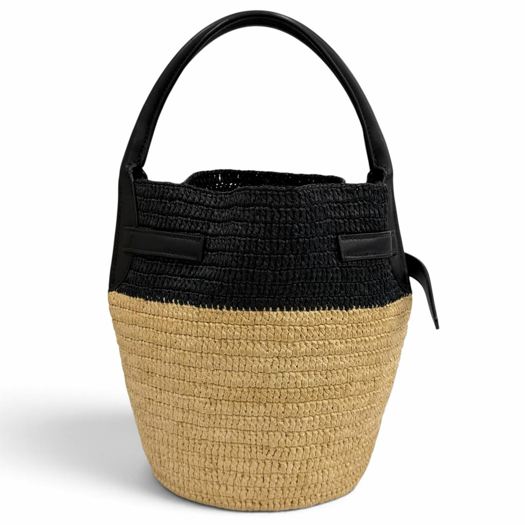Great CELINE Shoulder Bag Big bag Nano bucket 2WAY natural Raffia Women 18724