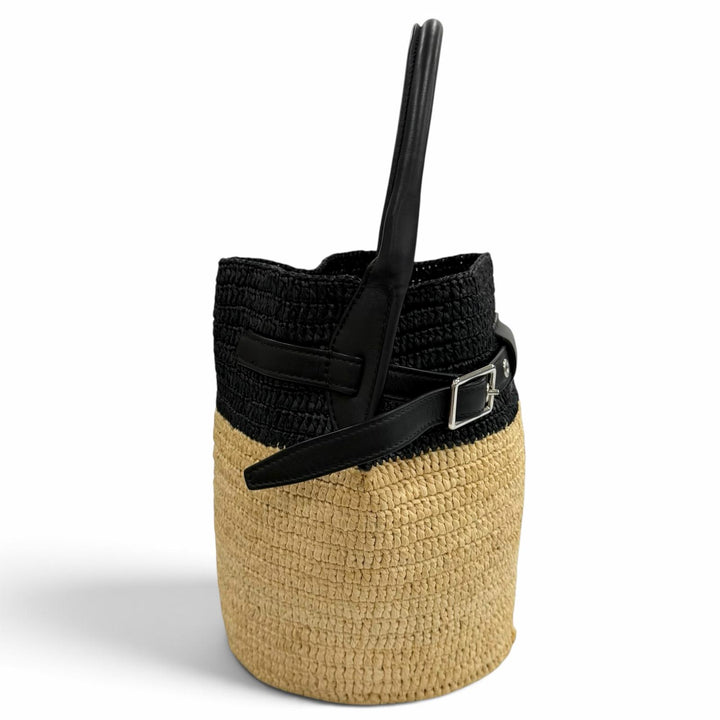 Great CELINE Shoulder Bag Big bag Nano bucket 2WAY natural Raffia Women 18724