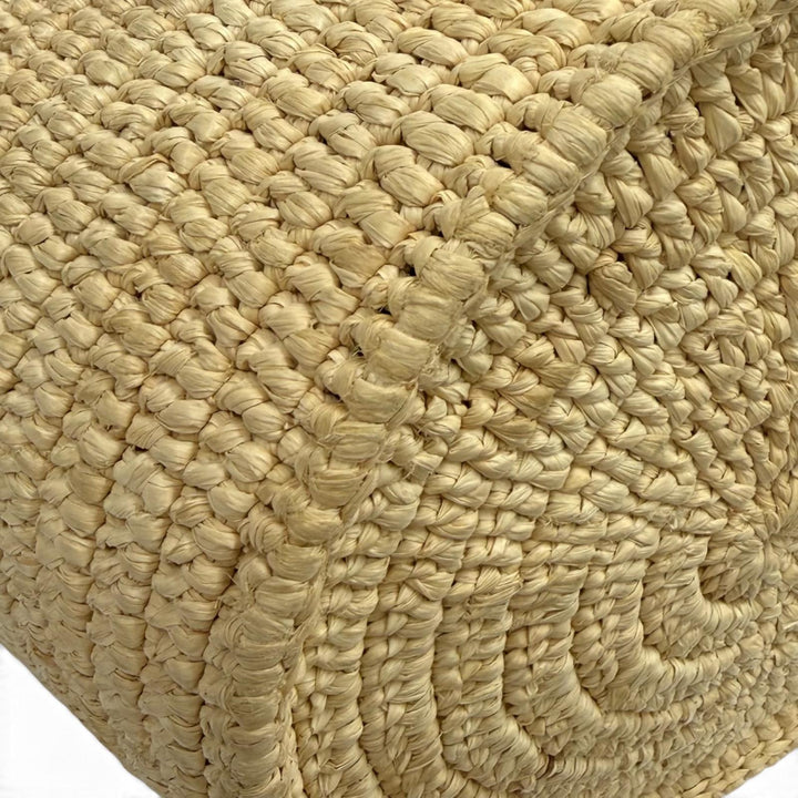 Great CELINE Shoulder Bag Big bag Nano bucket 2WAY natural Raffia Women 18724