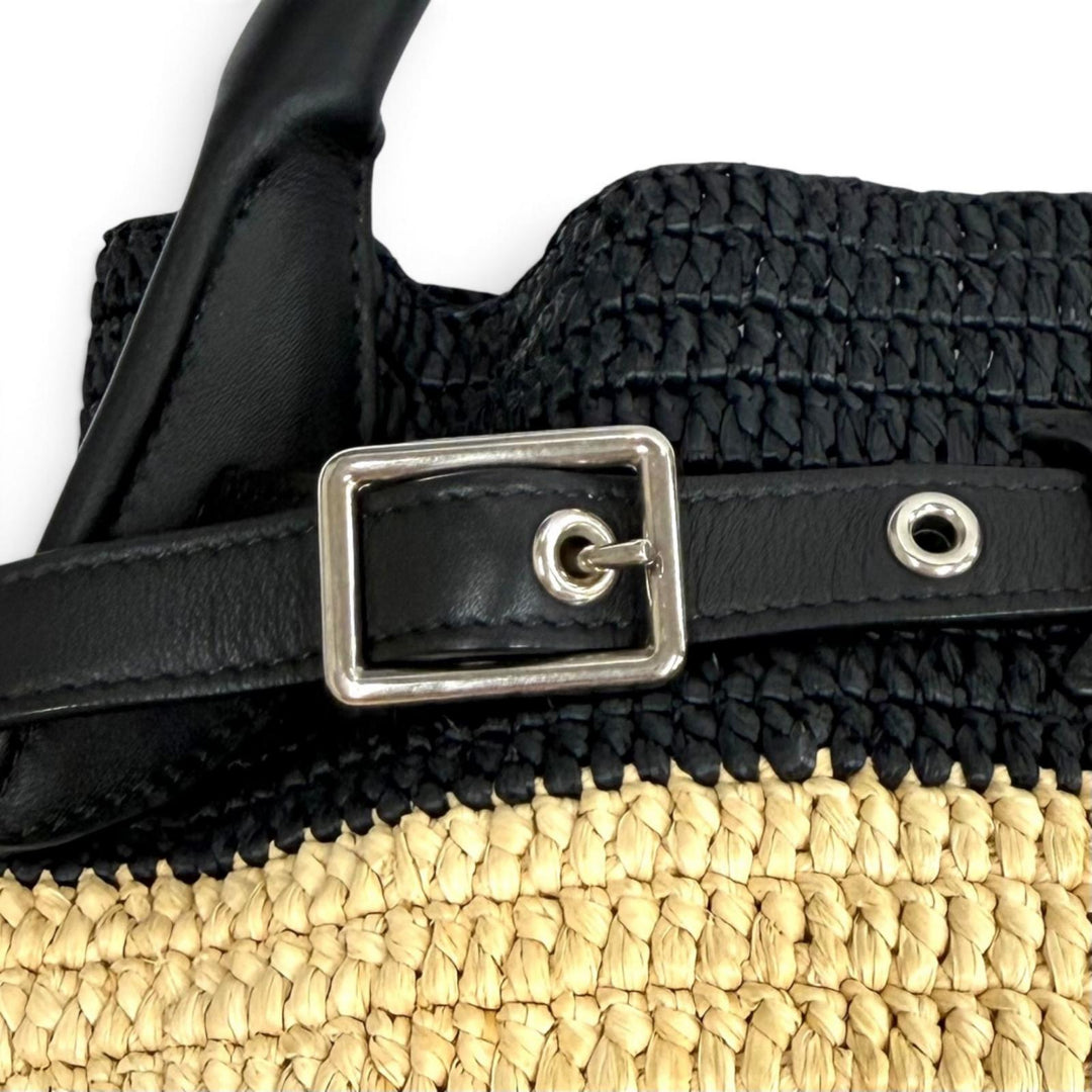 Great CELINE Shoulder Bag Big bag Nano bucket 2WAY natural Raffia Women 18724