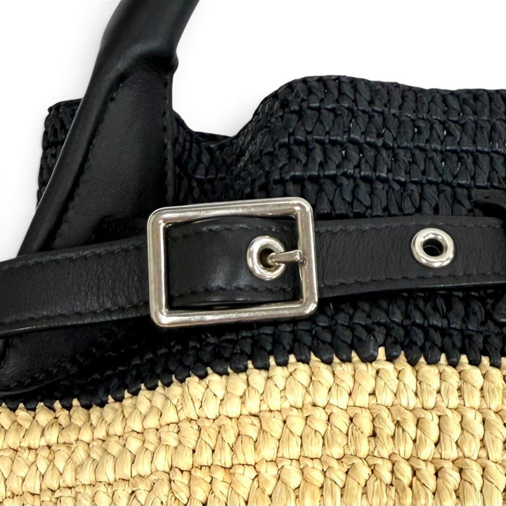 Great CELINE Shoulder Bag Big bag Nano bucket 2WAY natural Raffia Women 18724