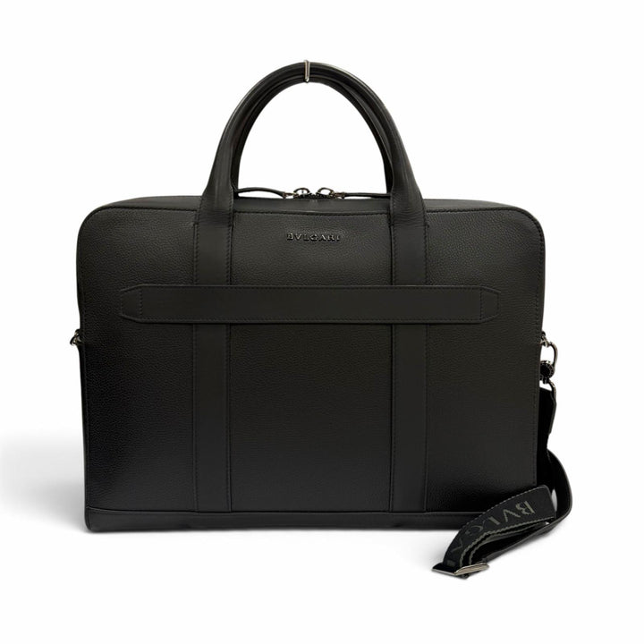 Very Good BVLGARI Briefcase Bulgariman 2WAY business bag black leather 291917