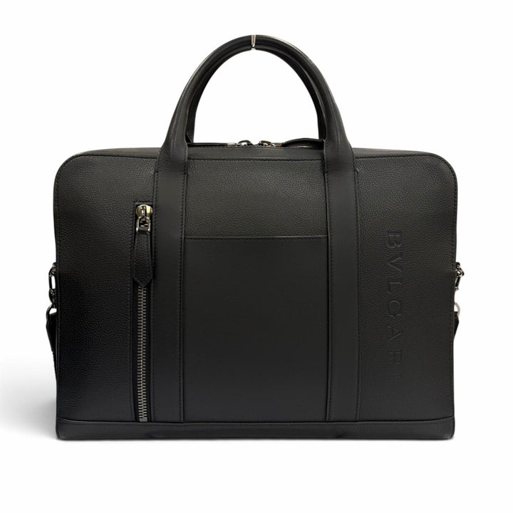 Very Good BVLGARI Briefcase Bulgariman 2WAY business bag black leather 291917