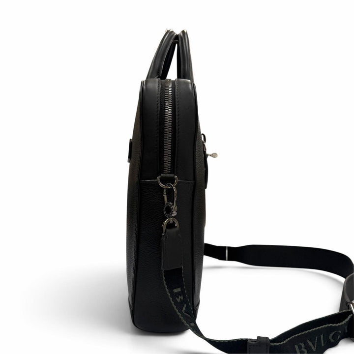Very Good BVLGARI Briefcase Bulgariman 2WAY business bag black leather 291917
