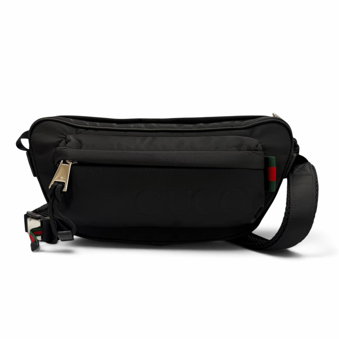 Very Good GUCCI Sling bag Embossed Logo Shoulder Bag black Nylon mens 802096