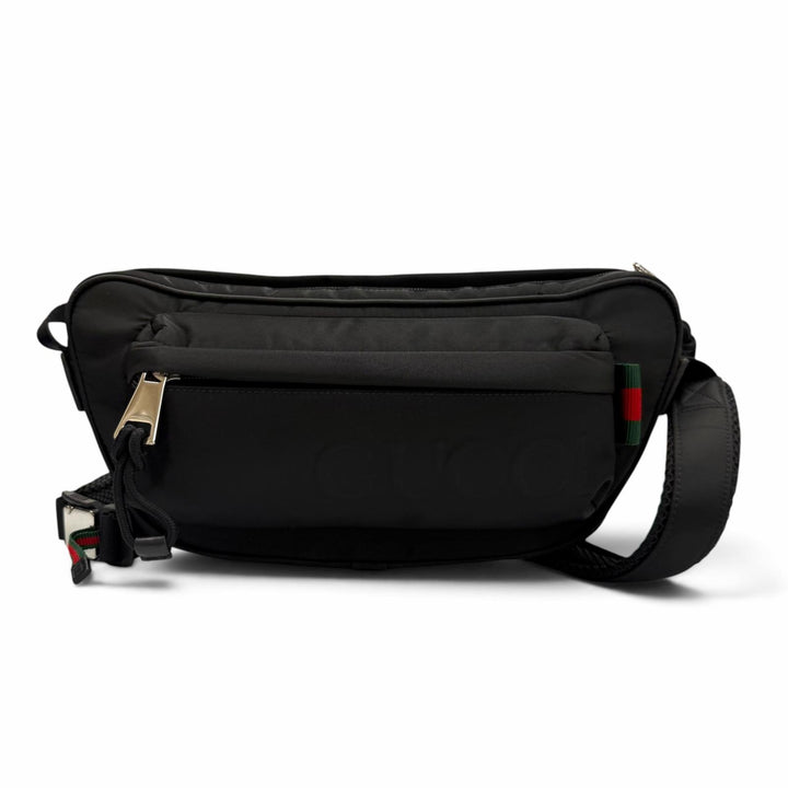 Very Good GUCCI Sling bag Embossed Logo Shoulder Bag black Nylon mens 802096