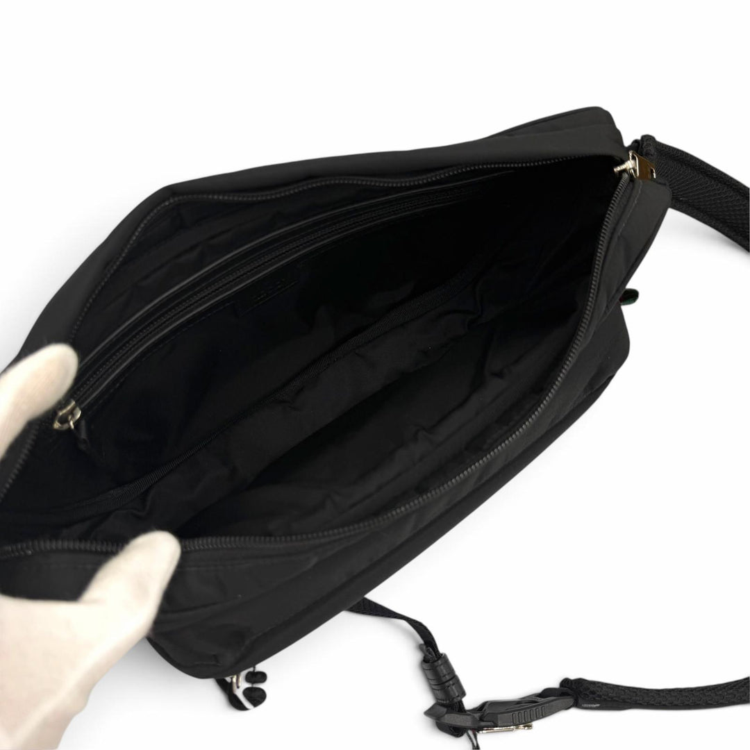 Very Good GUCCI Sling bag Embossed Logo Shoulder Bag black Nylon mens 802096