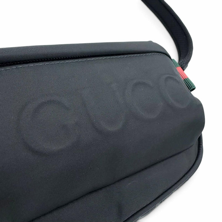 Very Good GUCCI Sling bag Embossed Logo Shoulder Bag black Nylon mens 802096