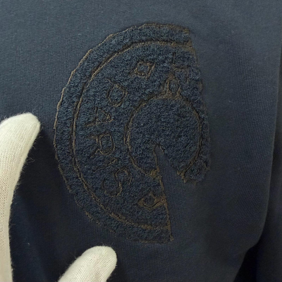 Pristine HERMES sweat Clou de Selle patch Dark navy cotton mens S H567775H