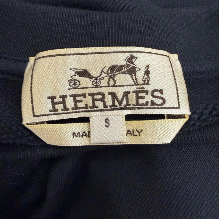 Pristine HERMES sweat Clou de Selle patch Dark navy cotton mens S H567775H