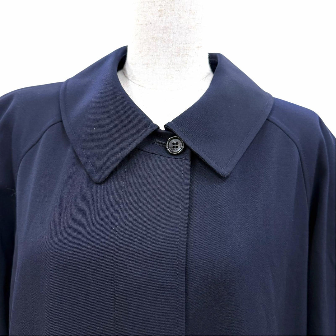 Great Burberrys coat Logo buttons, concealed placket, long length Navy Women 15