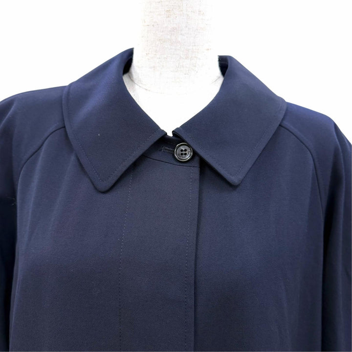 Great Burberrys coat Logo buttons, concealed placket, long length Navy Women 15