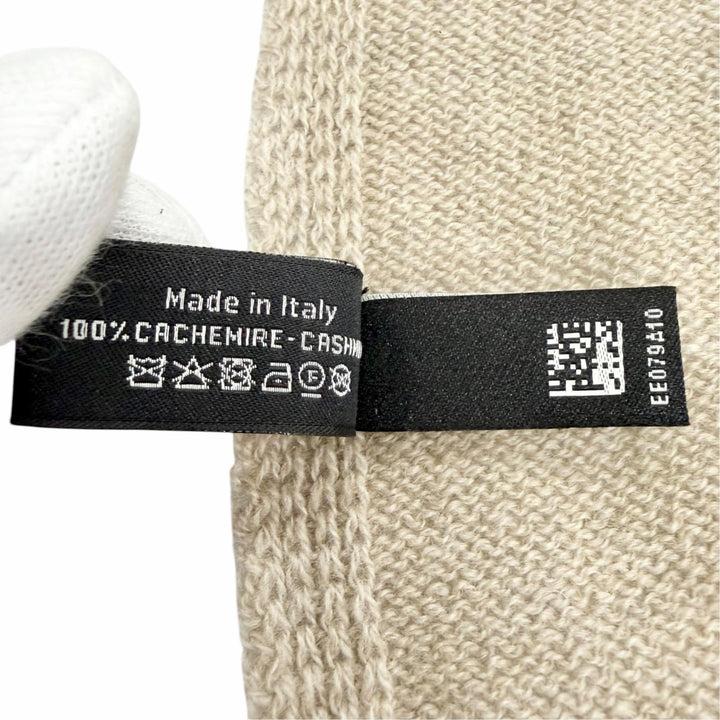 Excellent CHANEL Scarf 25Cruise COCO Mark Large Stole Shawl beige cashmere Women