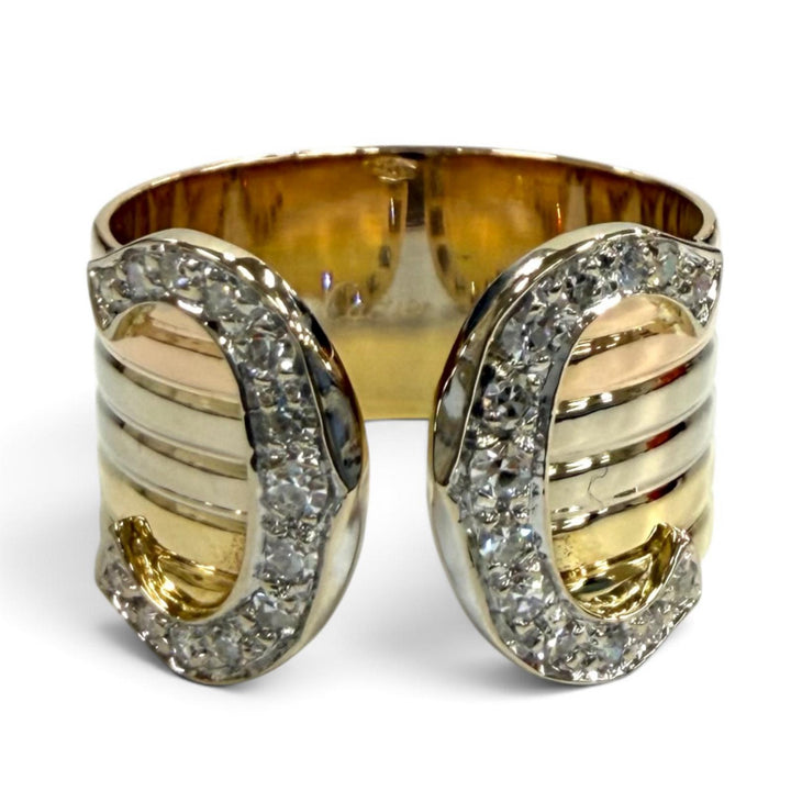 Excellent Cartier Ring ring 2C Double C Large LM Three Color 750(YG PG WG) 54