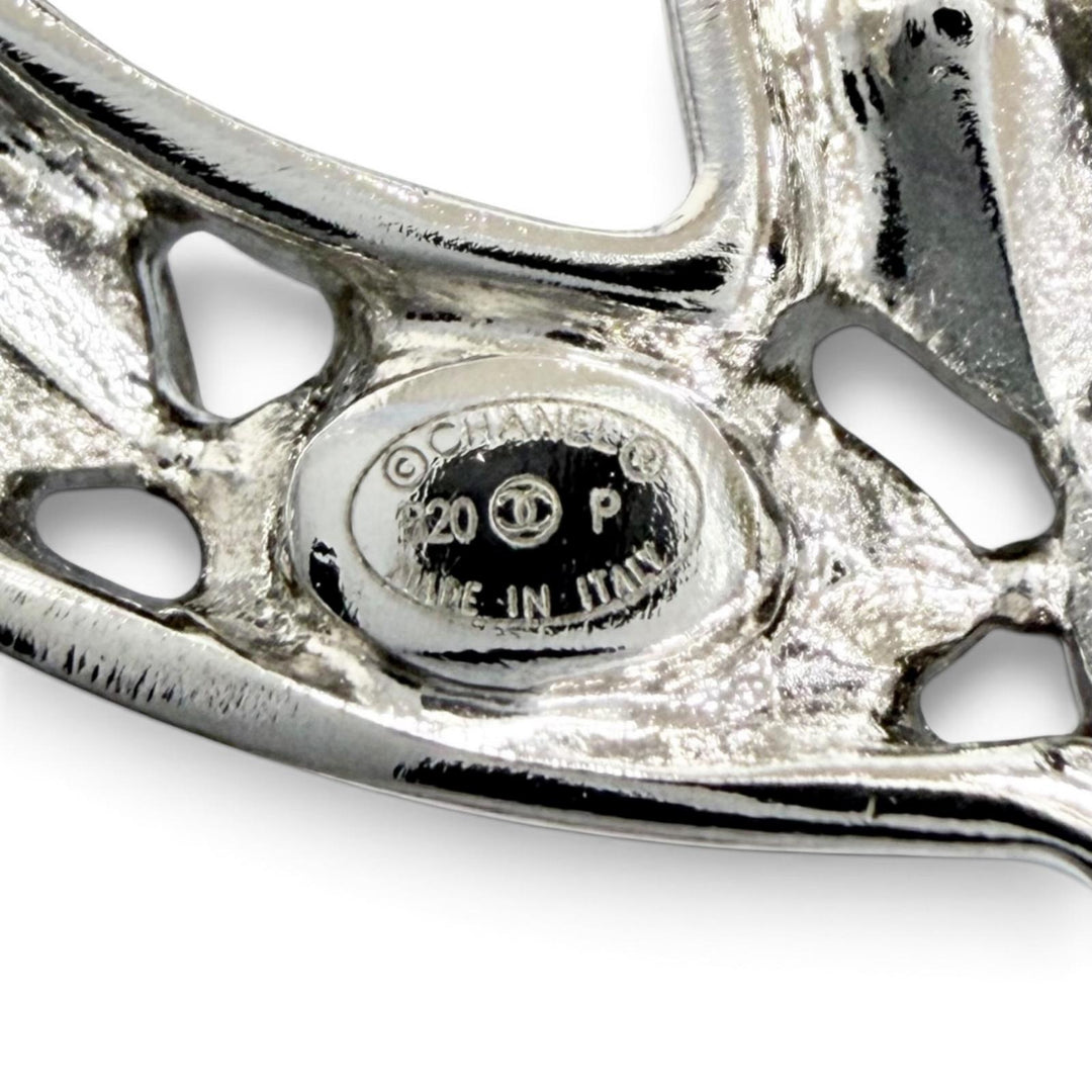 Excellent CHANEL COCO Mark Star Rhinestone Hair Clip Barrette Silver B20P