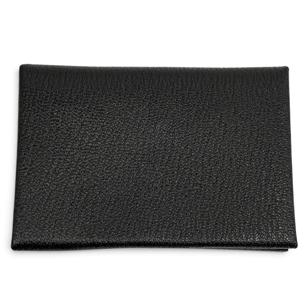 Pristine HERMES Bifold Wallet Calvi duo Serie Metal Compact Wallet black Shave