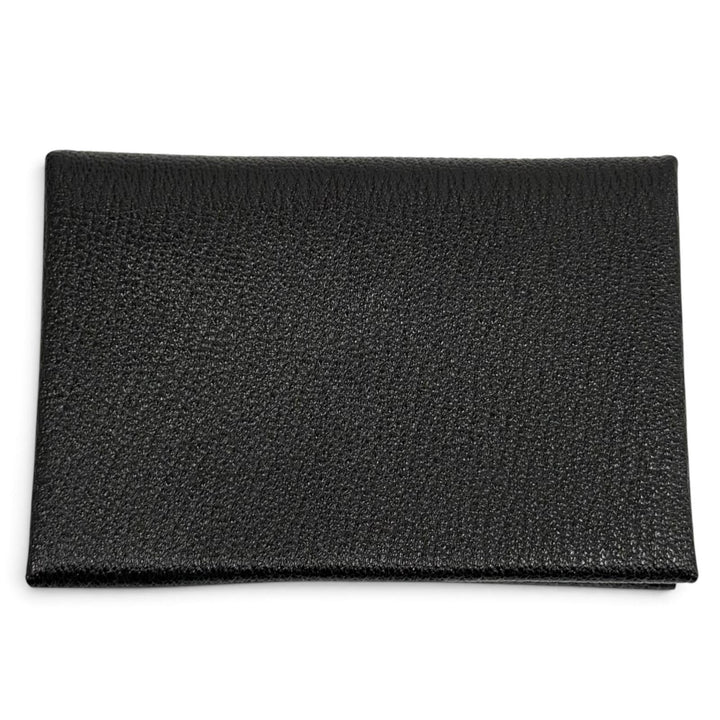 Pristine HERMES Bifold Wallet Calvi duo Serie Metal Compact Wallet black Shave