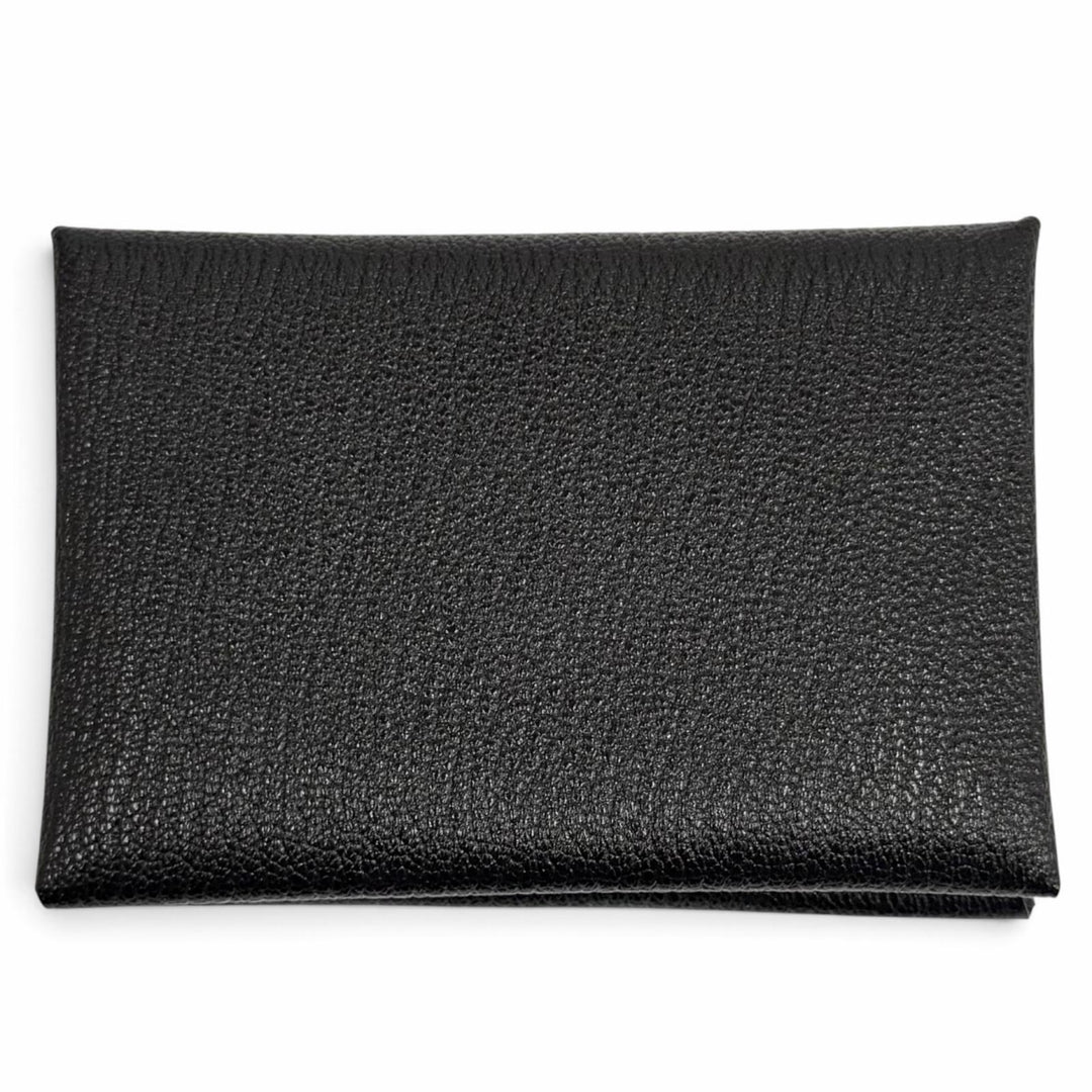 Pristine HERMES Bifold Wallet Calvi duo Serie Metal Compact Wallet black Shave