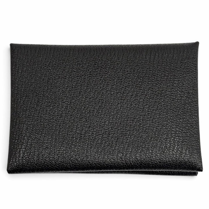 Pristine HERMES Bifold Wallet Calvi duo Serie Metal Compact Wallet black Shave