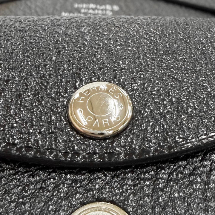 Pristine HERMES Bifold Wallet Calvi duo Serie Metal Compact Wallet black Shave