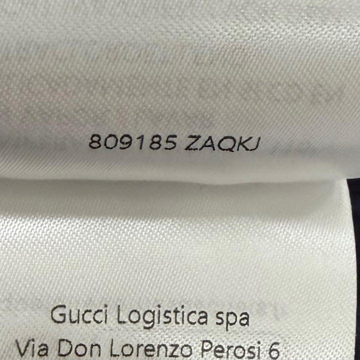 Pristine GUCCI one piece GG Supreme Side Pleated Shirt Navy Rayon 36 809185