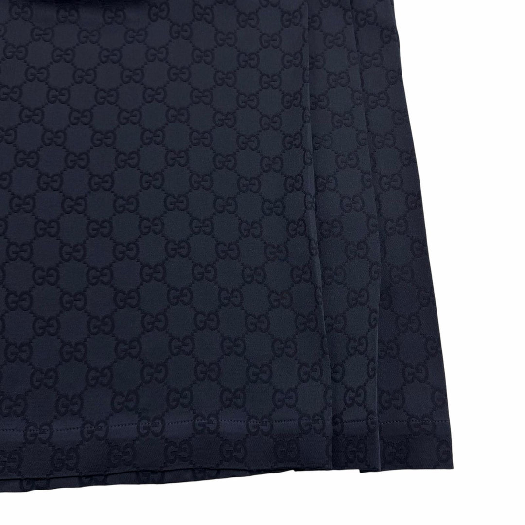 Pristine GUCCI one piece GG Supreme Side Pleated Shirt Navy Rayon 36 809185