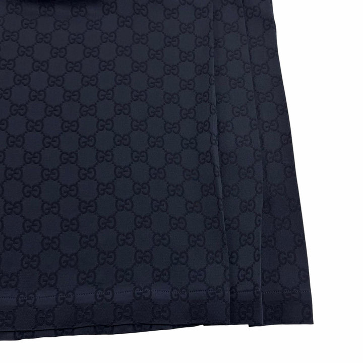 Pristine GUCCI one piece GG Supreme Side Pleated Shirt Navy Rayon 36 809185