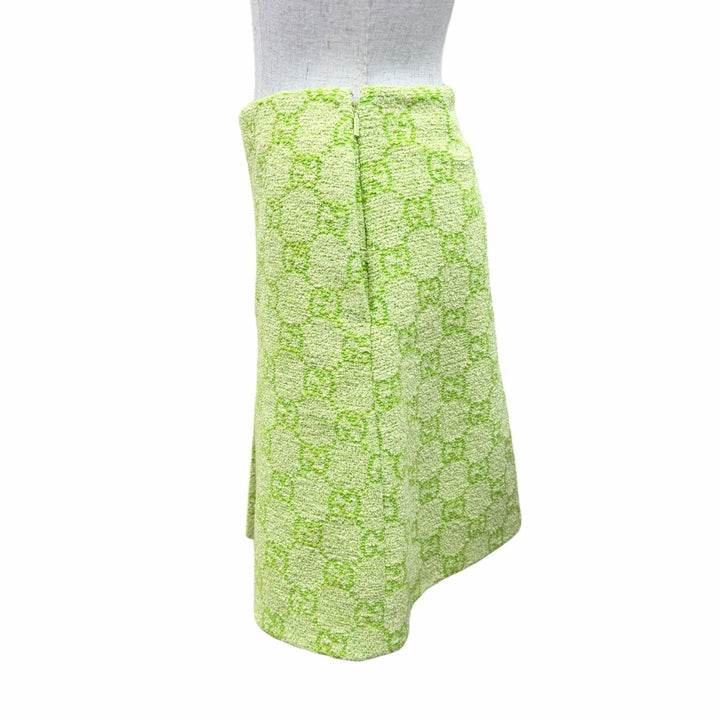 Pristine GUCCI skirt GG Jacquard Trapezoid Light green cotton Women 36 788955