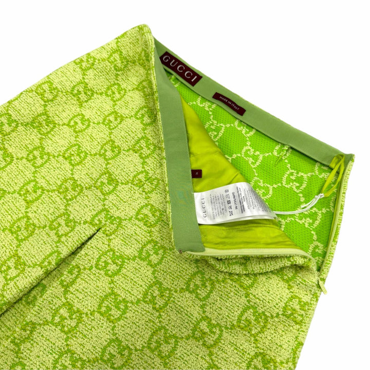 Pristine GUCCI skirt GG Jacquard Trapezoid Light green cotton Women 36 788955