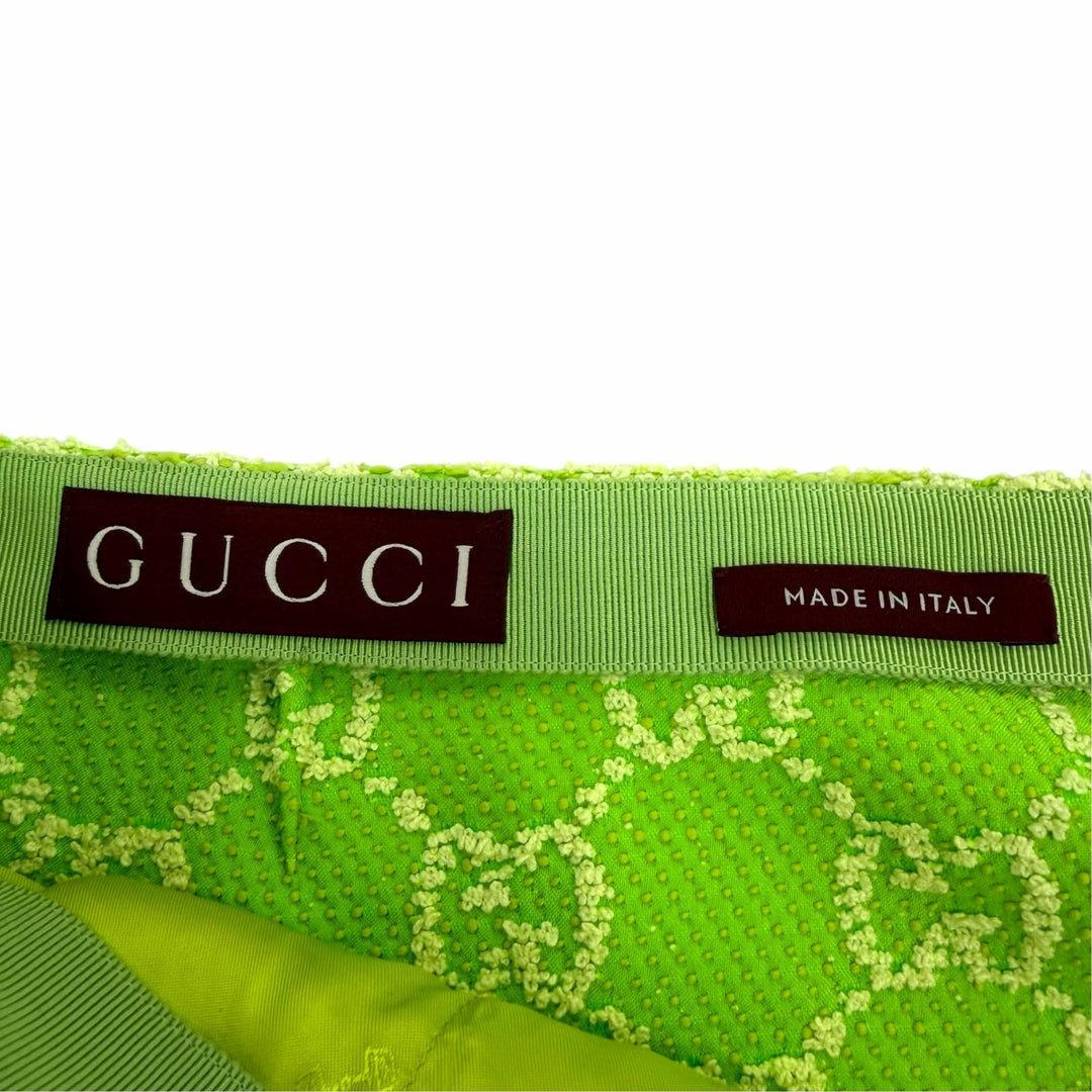 Pristine GUCCI skirt GG Jacquard Trapezoid Light green cotton Women 36 788955