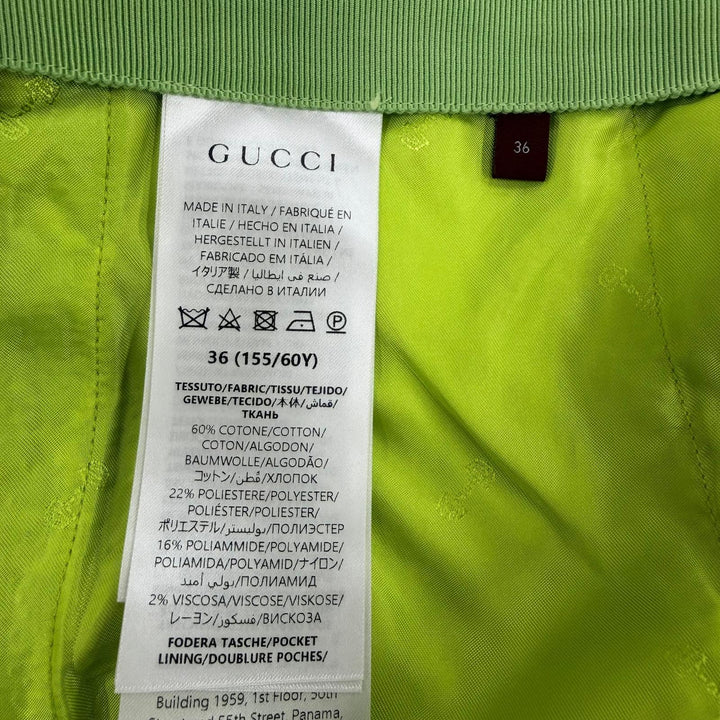 Pristine GUCCI skirt GG Jacquard Trapezoid Light green cotton Women 36 788955