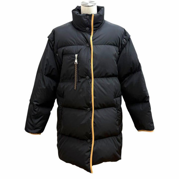 Excellent LOUIS VUITTON down coat Rubber logo patch monogram black Nylon 34