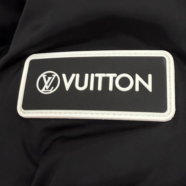 Excellent LOUIS VUITTON down coat Rubber logo patch monogram black Nylon 34