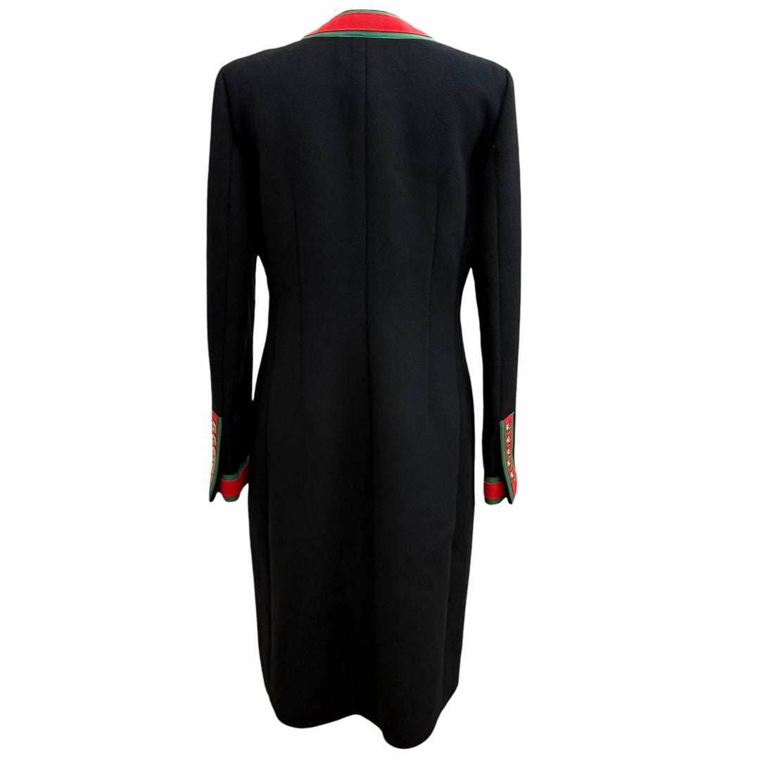 Excellent GUCCI coat GG Marmont Web Line Collarless black wool Women 40 518064