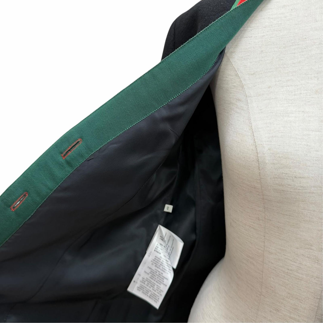 Excellent GUCCI coat GG Marmont Web Line Collarless black wool Women 40 518064