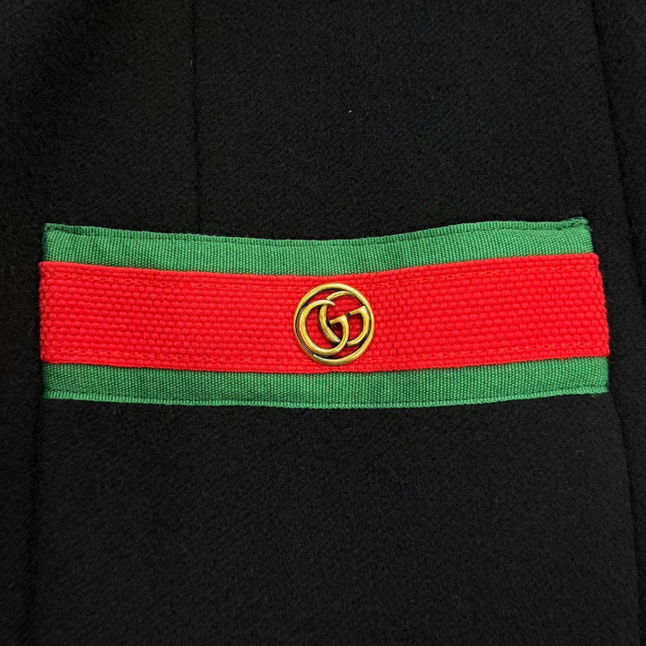 Excellent GUCCI coat GG Marmont Web Line Collarless black wool Women 40 518064