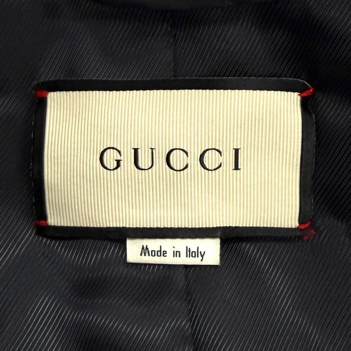 Excellent GUCCI coat GG Marmont Web Line Collarless black wool Women 40 518064