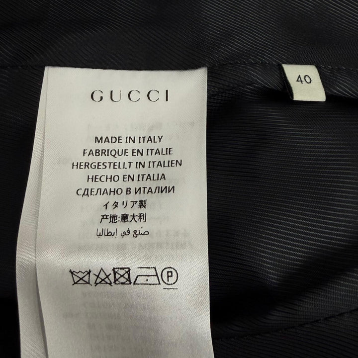 Excellent GUCCI coat GG Marmont Web Line Collarless black wool Women 40 518064