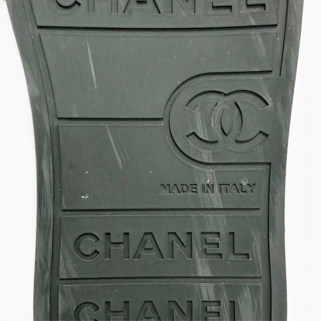 Great CHANEL Lowcutsneakers COCO Mark logo print lace-up black leather 36 G46368