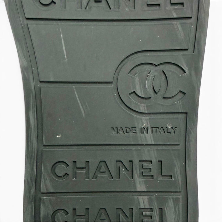 Great CHANEL Lowcutsneakers COCO Mark logo print lace-up black leather 36 G46368