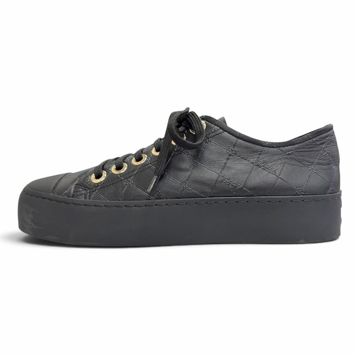 Great CHANEL Lowcutsneakers COCO Mark logo print lace-up black leather 36 G46368
